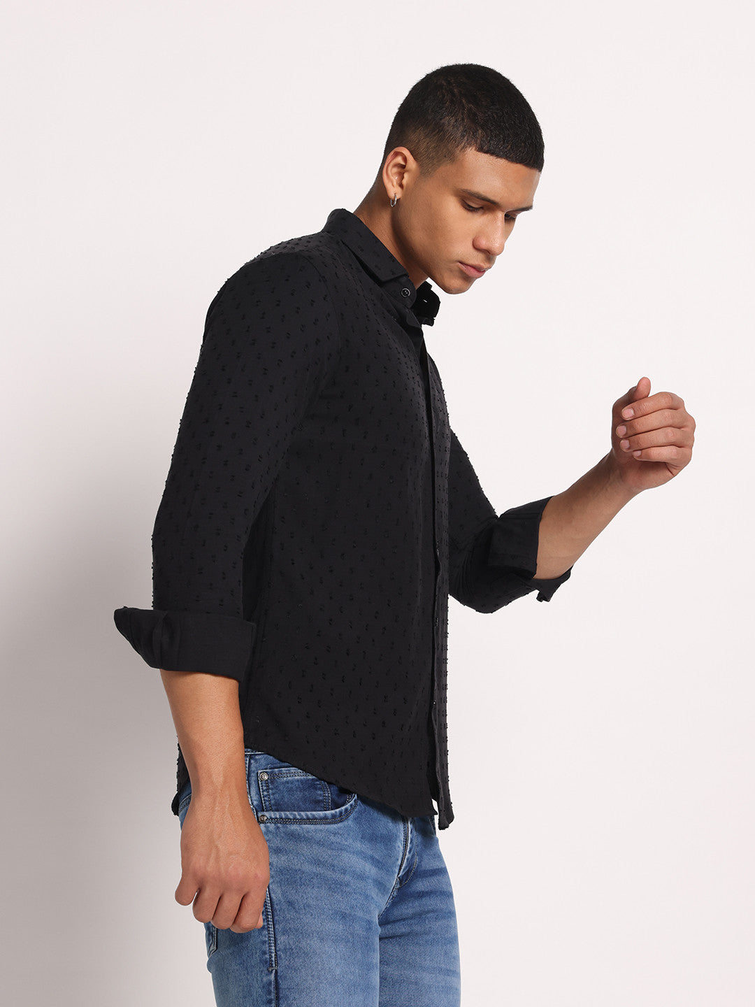 Zerny Black Textured Shirt