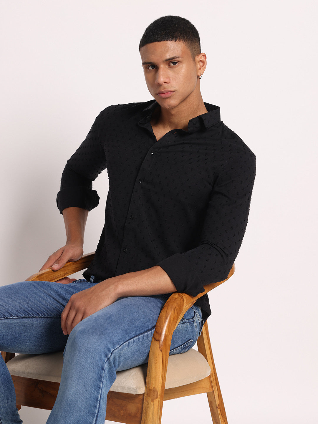 Zerny Black Textured Shirt