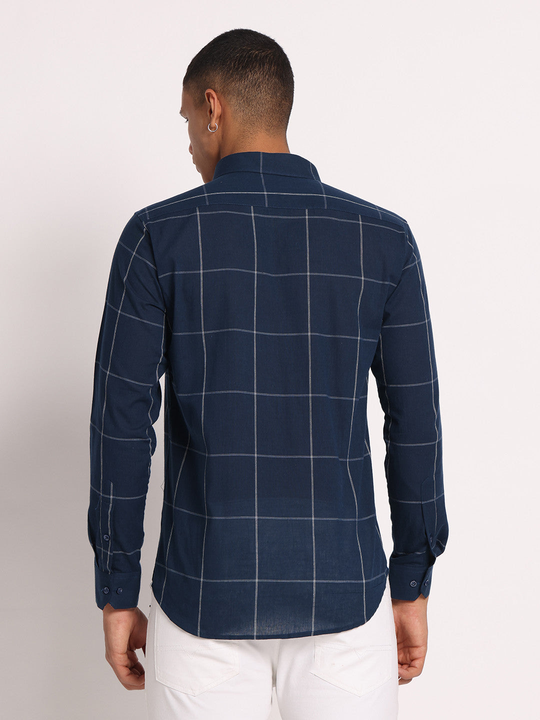 Cotton Navy Blue Check Shirt