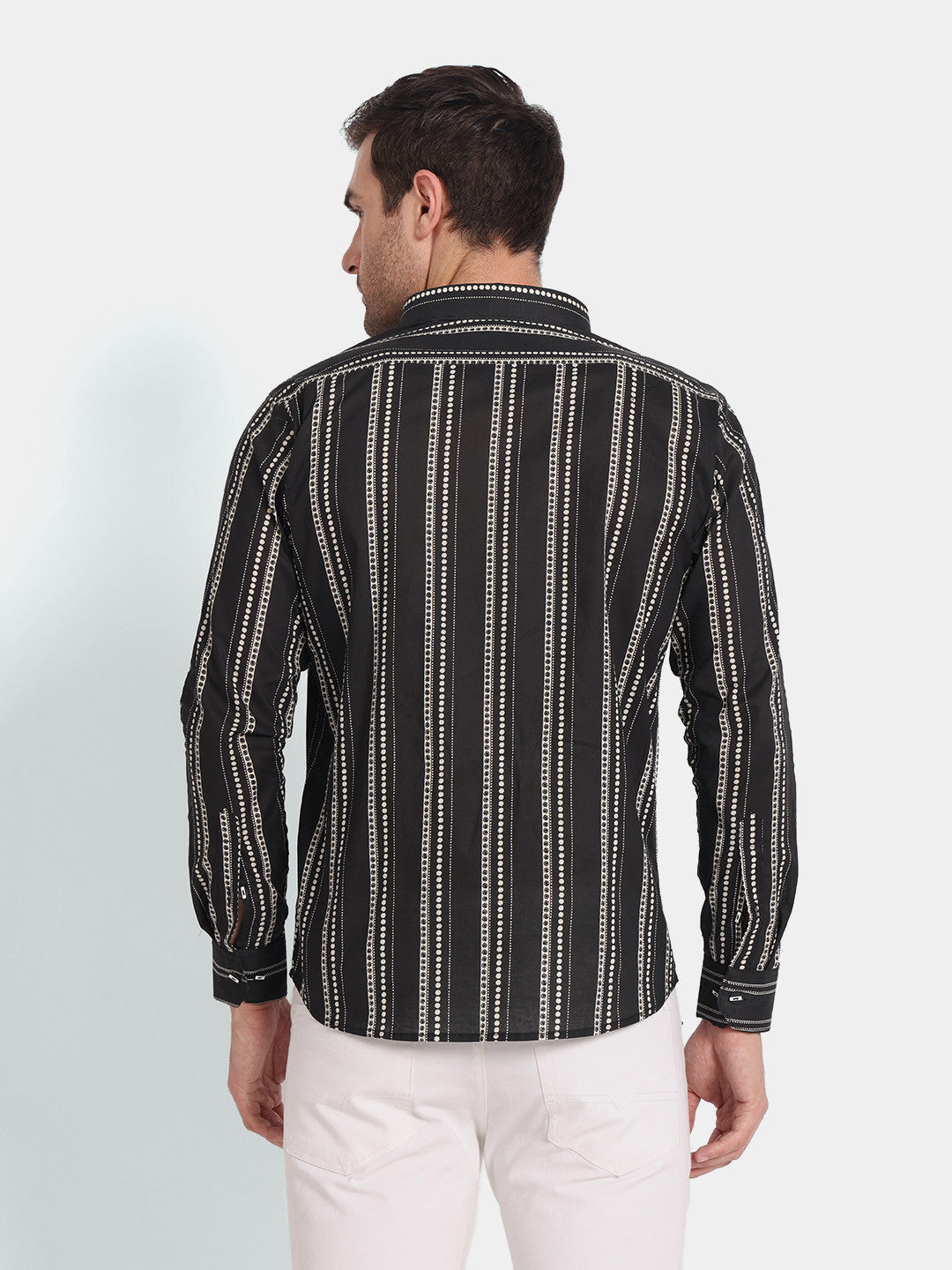 Men’s Black Vertical Striped Slim Fit Shirt