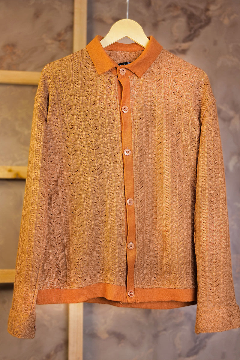 Zerny Men Comfort Fit Textured Netted Shirt