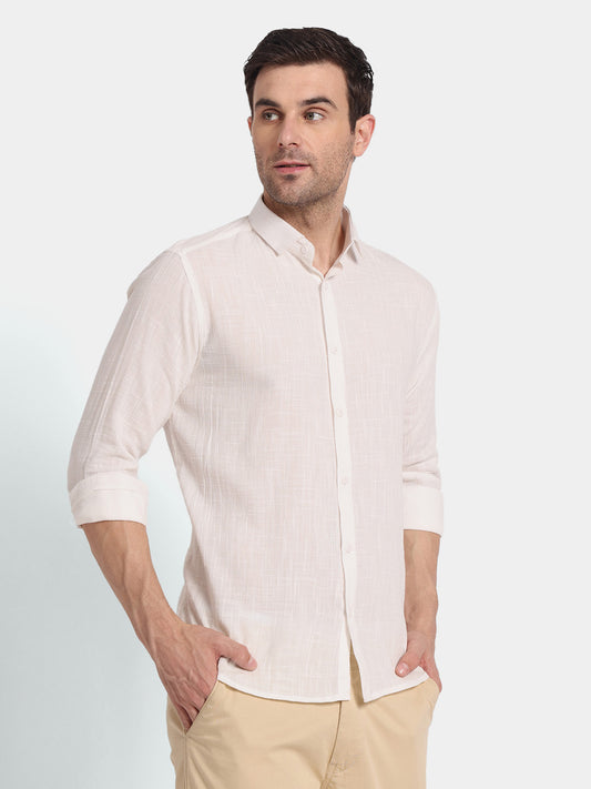 White Textured Cotton Shirt