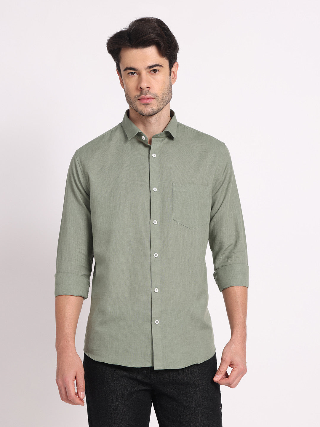 Zerny Solid Green Lux Men’s Shirt