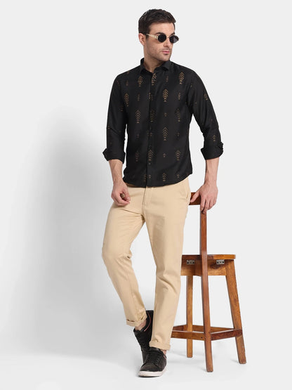Black Classic Ethnic Motifs Printed Casual Shirt