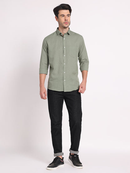Zerny Solid Green Lux Men’s Shirt