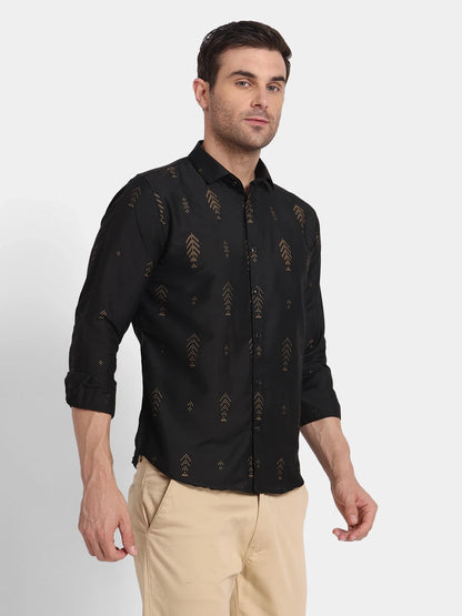 Black Classic Ethnic Motifs Printed Casual Shirt