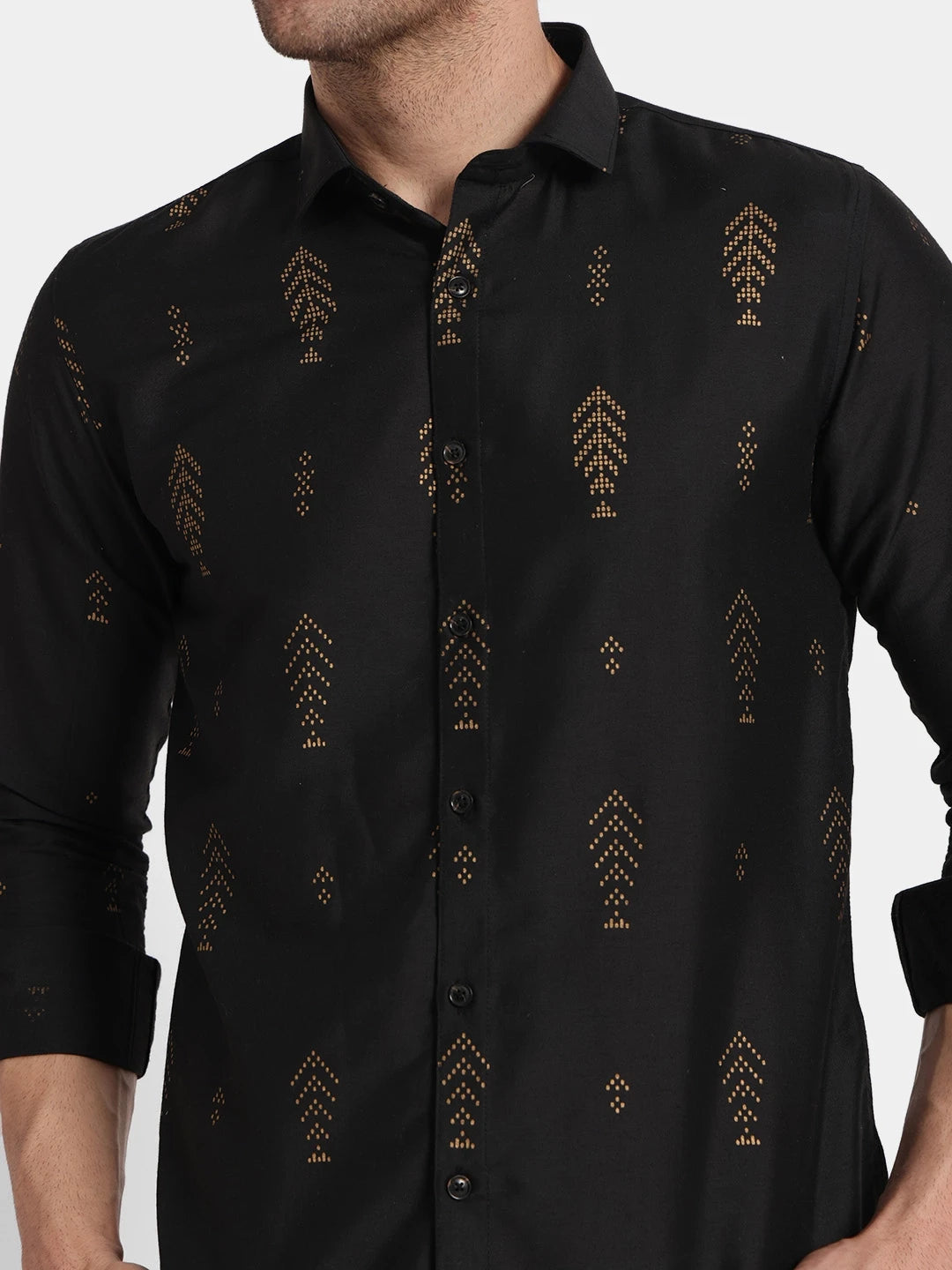 Black Classic Ethnic Motifs Printed Casual Shirt