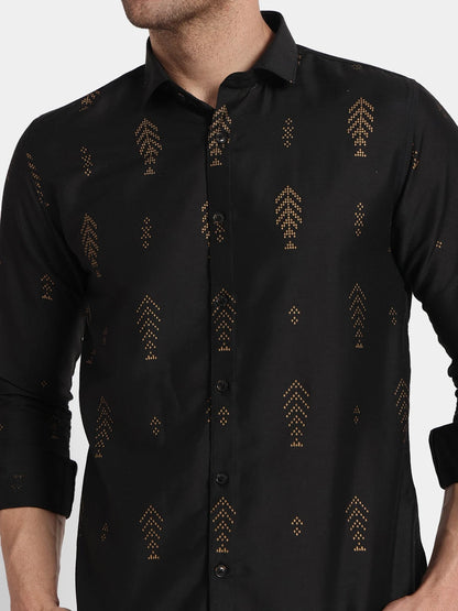 Black Classic Ethnic Motifs Printed Casual Shirt