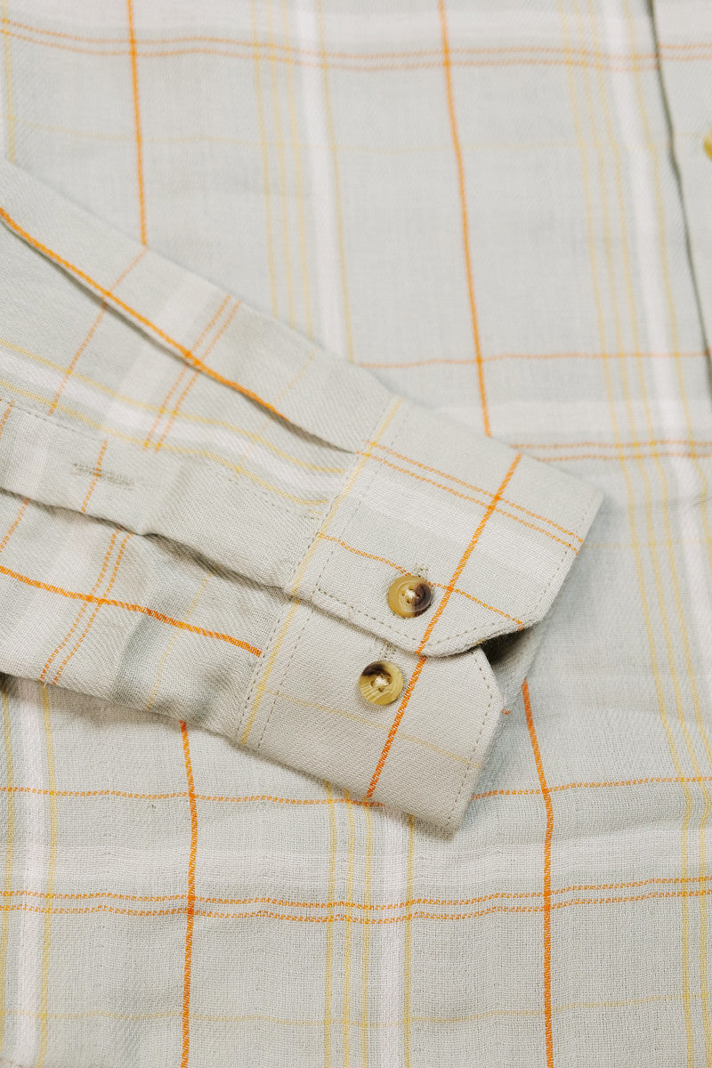 100% Cotton Men's Light Green Check Full Sleeve Shirt