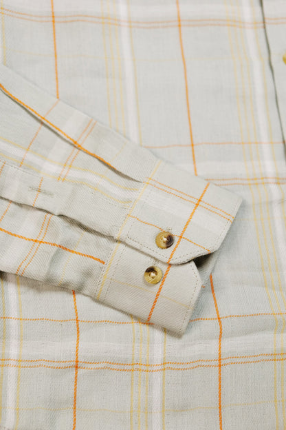 100% Cotton Men's Light Green Check Full Sleeve Shirt