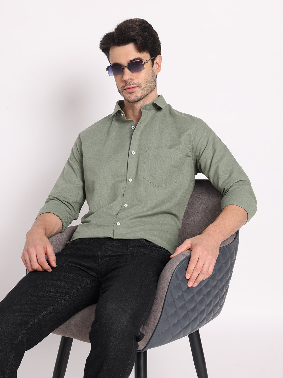 Zerny Solid Green Lux Men’s Shirt