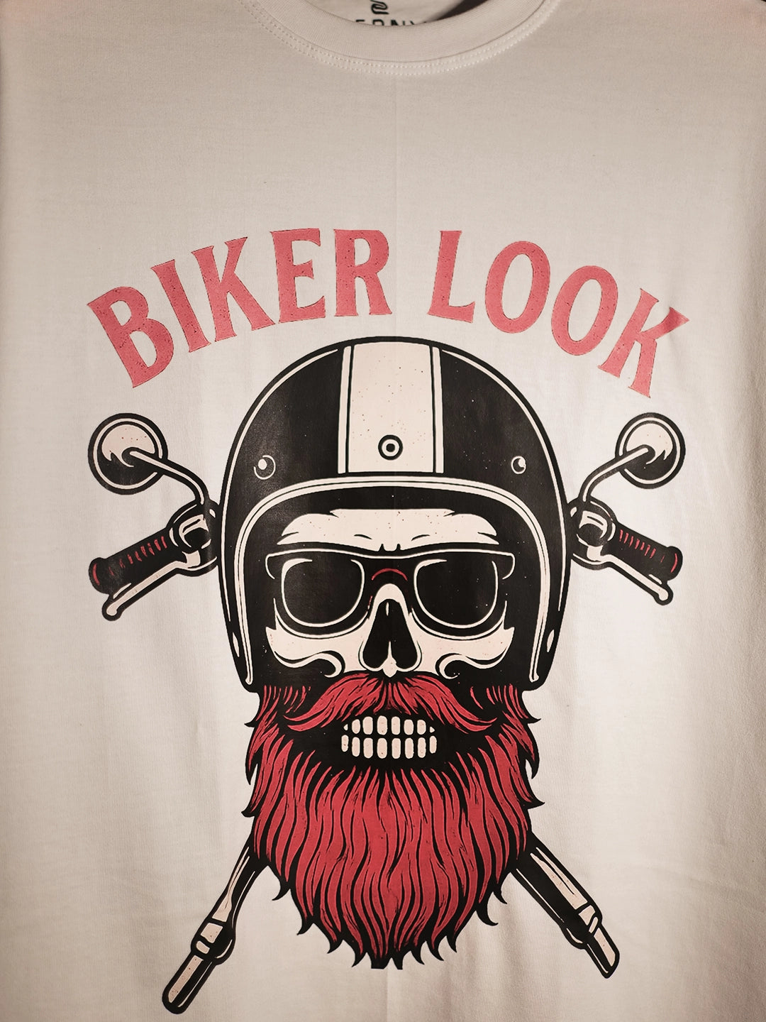 Biker Look Skull Graphic Oversized T-Shirt