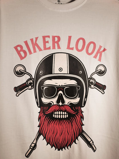 Biker Look Skull Graphic Oversized T-Shirt