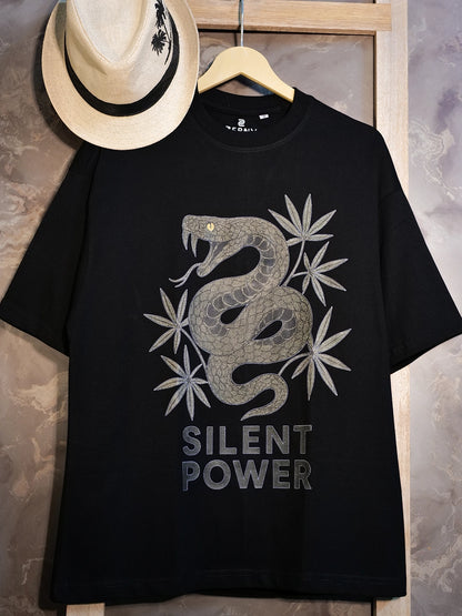 Silent Power Snake Print Oversized T-Shirt