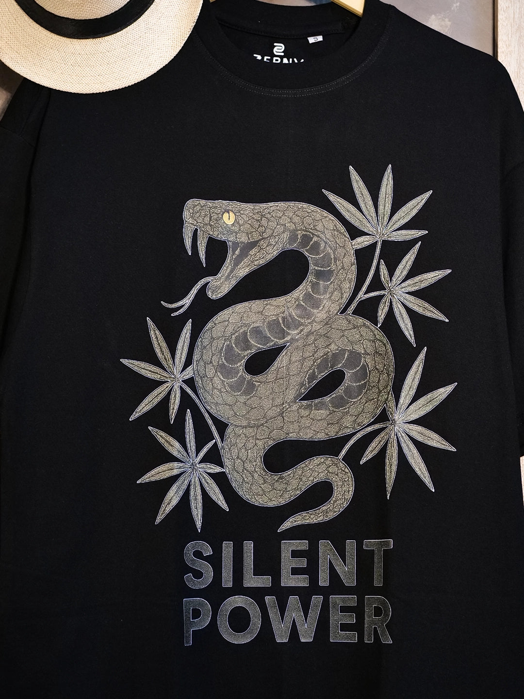 Silent Power Snake Print Oversized T-Shirt